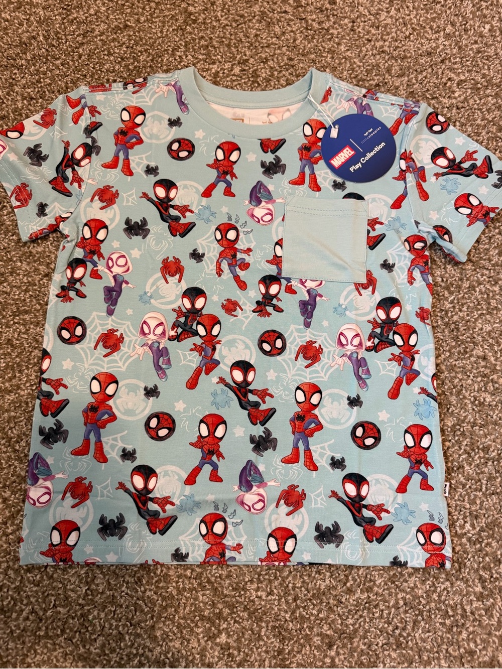Little Sleepies Spidey and Friends Pocket Tee - Size 8